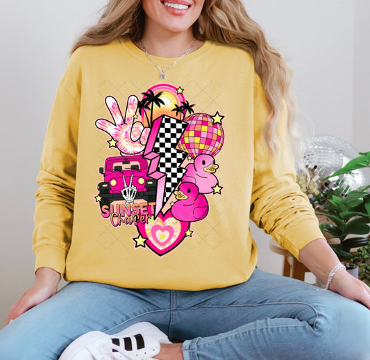 Retro Pink Sunset Chaser T-Shirt